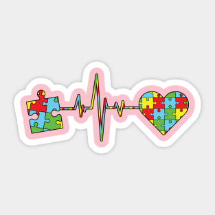 Love Heart Puzzle – Autism Awareness Acceptance For Men, Women & Kids Sticker